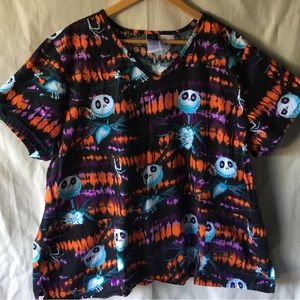 Disney Shirt  Scrubs Women 3XL/3XG Black Halloween Nightmare Before Christmas